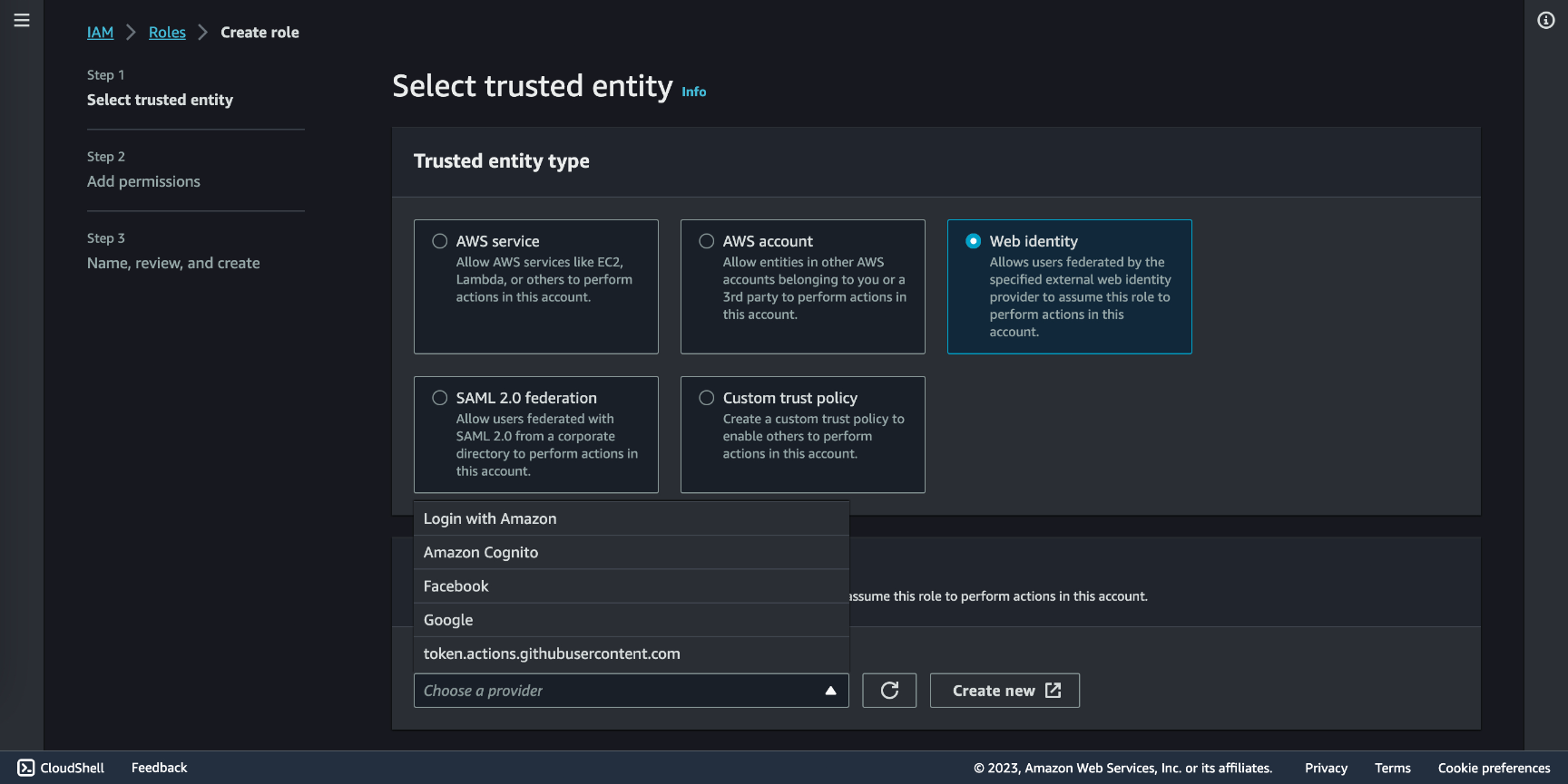 Select trusted identity